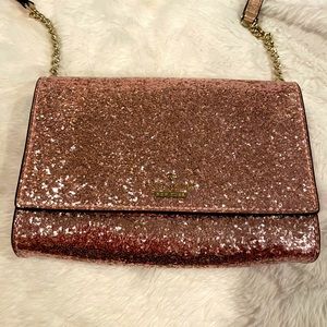 New Kate Spade rose gold evening bag shoulder/crossbody super glittery!!